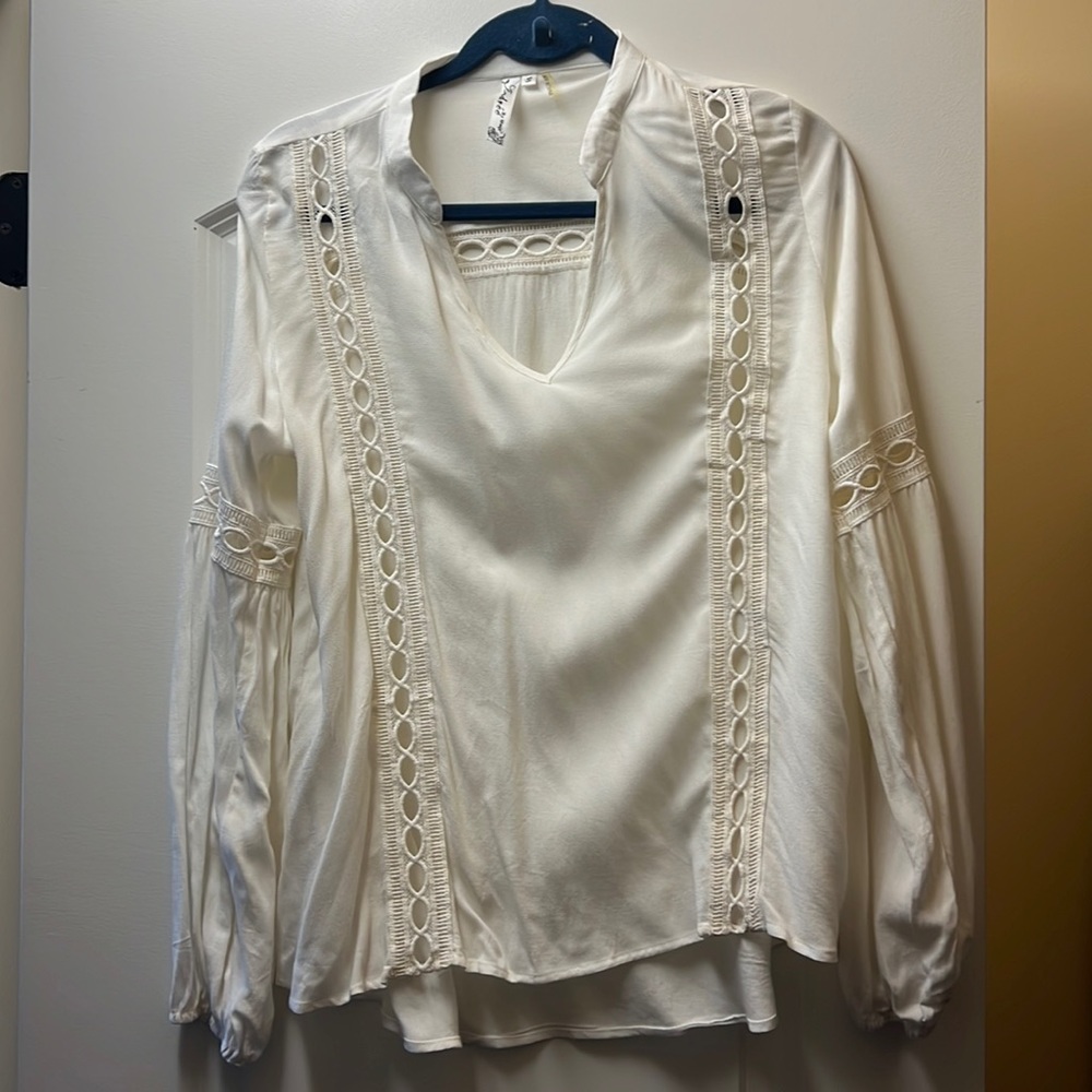 long sleeve flowy white top